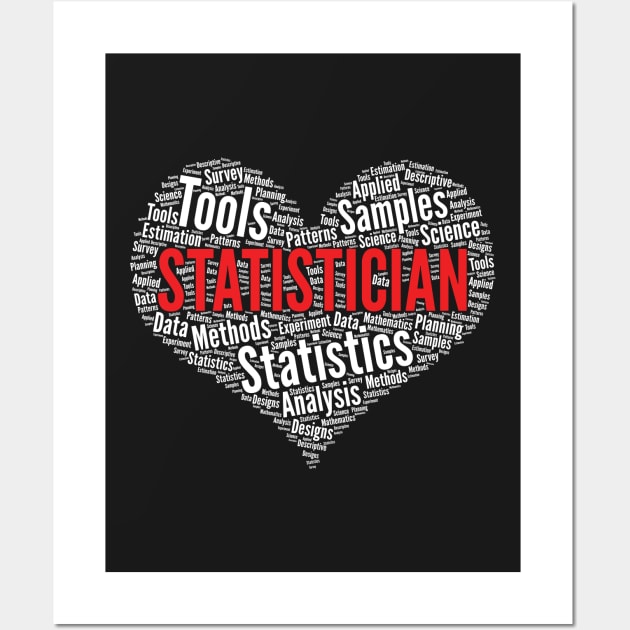 Statistician Heart Shape Word Cloud Design graphic Wall Art by theodoros20